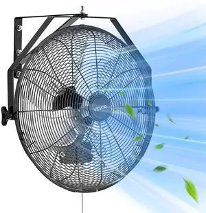 VEVOR 18 Inch Industrial Wall Mount Fan, High Velocity 4000 CFM Indoor Fan with 3 Speeds,  Powerful Motor Garage Wall Fan with Aluminum Blades for Workshop, Warehouse, Greenhouse, Commercial