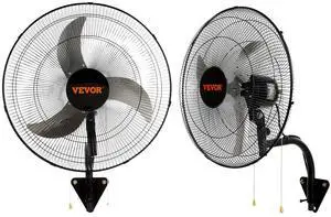 VEVOR Wall Mount Fan, 2 PCS 18 inch Oscillating, 3-speed High Velocity Max. 4000 CFM Industrial Wall Fan for Indoor, Commercial, Residential, Warehouse, Greenhouse, Workshop, Basement, Garage,Black