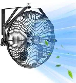 VEVOR 14 Inch Industrial Wall Mount Fan, High Velocity 2473 CFM Outdoor Fan with 3 Speeds, Waterproof IP44 Garage Wall Fan with Aluminum Blades for Workshop, Warehouse, Greenhouse