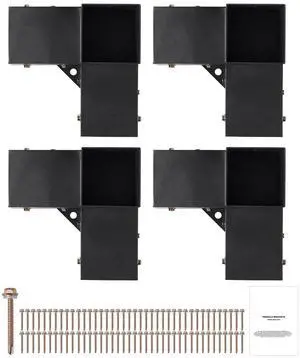 Pergola Bracket Kit 4''x4''(Inner Size 3.6x3.6), 4pcs 3-Way Heavy Duty Corner Bracket Woodworks DIY Post Base Kit, Easy Installation Wooden Beams for Gazebos, Patio Pergolas, Log Cabin Outdoor Pergola Bracket Kit 4''x4''(Inner Size 3.6x3.6), 4pcs 3-Way Heavy Duty Corner Bracket Woodworks DIY Post Base Kit, Easy Installation Wooden Beams for Gazebos, Patio Pergolas, Log Cabin Outdoor