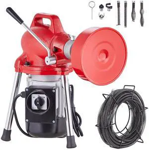 Drain Cleaner Machine 66FT x 5/8 Inch, 250W Electric Sewer Snake Auger Manual Feed - with 2 Sectional Steel Cables (66' x 5/8" and 15' x 3/8"), 7 Cutters and CW/CCW Control for 1.6" to 4" Pipes Drain Cleaner Machine 66FT x 5/8 Inch, 250W Electric Sewer Snake Auger Manual Feed - with 2 Sectional Steel Cables (66' x 5/8" and 15' x 3/8"), 7 Cutters and CW/CCW Control for 1.6" to 4" Pipes