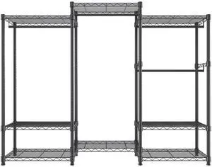 Heavy Duty Clothes Rack, Rolling Clothing Garment Rack with 4 Hang Rods & 8 Storage Tiers, Adjustable Custom Closet Rack, Freestanding Wardrobe for Hanging Clothes, 800 lbs Load Capacity Heavy Duty Clothes Rack, Rolling Clothing Garment Rack with 4 Hang Rods & 8 Storage Tiers, Adjustable Custom Closet Rack, Freestanding Wardrobe for Hanging Clothes, 800 lbs Load Capacity