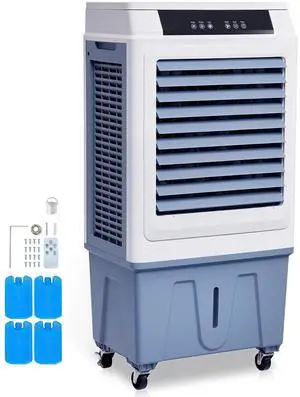 Evaporative Air Cooler, 3100 CFM with 9 Gallon Water Tank Swamp Cooler, Portable Cooling Fan with Remote Control, 12H Timer, 4 Ice Boxes, Quiet Operation, 3 Wind Speeds for Outdoor Indoor Use Evaporative Air Cooler, 3100 CFM with 9 Gallon Water Tank Swamp Cooler, Portable Cooling Fan with Remote Control, 12H Timer, 4 Ice Boxes, Quiet Operation, 3 Wind Speeds for Outdoor Indoor Use