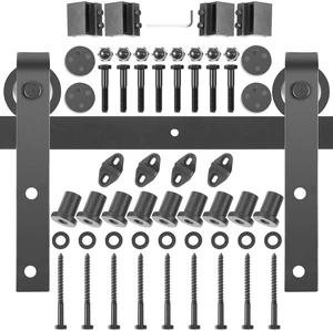 Sliding Barn Door Hardware Kit, 12FT Barn Door Kit, 330LBS Load-Bearing Double Barn Door Hardware Kit, Carbon Steel Barn Door Track, Darn Door for 1.37-1.77\" Thickness & 6FT Wide Door Panel Sliding Barn Door Hardware Kit, 12FT Barn Door Kit, 330LBS Load-Bearing Double Barn Door Hardware Kit, Carbon Steel Barn Door Track, Darn Door for 1.37-1.77\" Thickness & 6FT Wide Door Panel