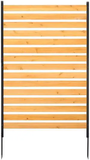 Wood Privacy Fence, 39" W x 61" L, 1-Panel Air Conditioner Fence Screen, Pool Equipment Enclosure with Metal Stakes, Easy DIY Installation, Outdoor Trash Can Hider for Garden Decoration Wood Privacy Fence, 39" W x 61" L, 1-Panel Air Conditioner Fence Screen, Pool Equipment Enclosure with Metal Stakes, Easy DIY Installation, Outdoor Trash Can Hider for Garden Decoration