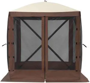 Pop Up Gazebo Tent, Pop-Up Screen Tent 4 Sided Canopy Sun Shelter with 4 Removable Privacy Wind Cloths & Mesh Windows, 6x6FT Quick Set Screen Tent with Mosquito Netting, Brown Pop Up Gazebo Tent, Pop-Up Screen Tent 4 Sided Canopy Sun Shelter with 4 Removable Privacy Wind Cloths & Mesh Windows, 6x6FT Quick Set Screen Tent with Mosquito Netting, Brown