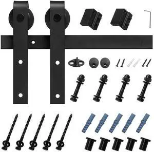 VEVOR 5FT Sliding Barn Door Hardware Kit for Single Sliding Barn Door Black VEVOR 5FT Sliding Barn Door Hardware Kit for Single Sliding Barn Door Black