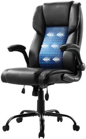 Executive Office Chair with Lumbar Support, 300lb Capacity Office Chair with Flip-up Armrests & Lumbar Pillow, Height Adjustable Ergonomic Chair, PU Leather Reclining Home Office Desk Chairs Executive Office Chair with Lumbar Support, 300lb Capacity Office Chair with Flip-up Armrests & Lumbar Pillow, Height Adjustable Ergonomic Chair, PU Leather Reclining Home Office Desk Chairs
