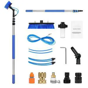 Water Fed Pole Kit, 12FT Solar Panel Cleaning Pole with Extendable Handle, 180° Rotatable Brush Head & 65.6FT Hose, Household & Outdoor Window Cleaner Tool for Caravan Solar Panel Deck Water Fed Pole Kit, 12FT Solar Panel Cleaning Pole with Extendable Handle, 180° Rotatable Brush Head & 65.6FT Hose, Household & Outdoor Window Cleaner Tool for Caravan Solar Panel Deck