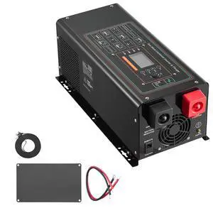 Pure Sine Wave Inverter Charger, 2000 Watt, DC 12V to AC 120V Power Inverter with LCD Display, Remote Control, Solar Inverter for Off-Grid Solar RV Boat Home, Compatible with Various Batteries Pure Sine Wave Inverter Charger, 2000 Watt, DC 12V to AC 120V Power Inverter with LCD Display, Remote Control, Solar Inverter for Off-Grid Solar RV Boat Home, Compatible with Various Batteries