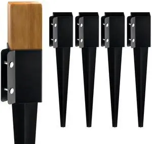 Fence Post Anchor Ground Spike, 4 Pack 24 x 4 x 4 Inches Outer Diameter (Inner Diameter 3.5 x3.5 Inches), Metal Black Powder Coated Post Stake Ground, for Mailbox Deck Garden Railing Fence Post Anchor Ground Spike, 4 Pack 24 x 4 x 4 Inches Outer Diameter (Inner Diameter 3.5 x3.5 Inches), Metal Black Powder Coated Post Stake Ground, for Mailbox Deck Garden Railing
