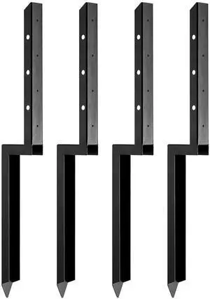 Fence Post Anchor Repair Kit, 4 Pack Inner Diameter 2 x2 Inches Heavy Duty Steel Fence Post Support Stakes, Anchor Ground Spike for Repair Tilted, Broken Wood Fence Post Fence Post Anchor Repair Kit, 4 Pack Inner Diameter 2 x2 Inches Heavy Duty Steel Fence Post Support Stakes, Anchor Ground Spike for Repair Tilted, Broken Wood Fence Post
