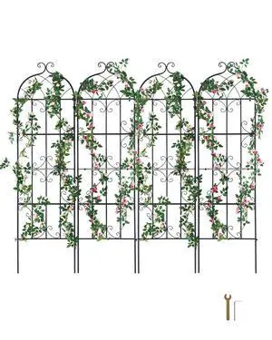 Garden Trellis for Climbing Plants, 71 x 20 in, 4 Packs Rustproof Metal Garden Flower Trellis, Outdoor Climbing Rose Trellis Cucumbers Support, Decorative Clematis Trellis for Courtyards Lawns Garden Trellis for Climbing Plants, 71 x 20 in, 4 Packs Rustproof Metal Garden Flower Trellis, Outdoor Climbing Rose Trellis Cucumbers Support, Decorative Clematis Trellis for Courtyards Lawns