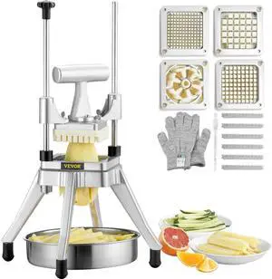 Commercial Vegetable Fruit Chopper, Stainless Steel French Fry Cutter with 4 Blades 1/4" 3/8" 1/2", 6-wedge Slicer, Chopper Dicer with Tray, Heavy Duty Cutter for Potato Tomato Onion Mushroom Commercial Vegetable Fruit Chopper, Stainless Steel French Fry Cutter with 4 Blades 1/4" 3/8" 1/2", 6-wedge Slicer, Chopper Dicer with Tray, Heavy Duty Cutter for Potato Tomato Onion Mushroom