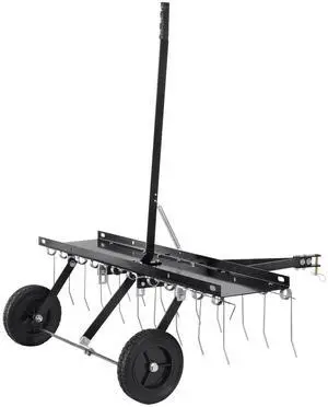 Tow Behind Dethatcher, 40-inch Tow Dethatcher with 20 Spring Steel Tines, Lawn Dethatcher Rake for ATV or Mower, Tow Behind Lawn Rake with Lift Handle for Garden Farm Grass Tow Behind Dethatcher, 40-inch Tow Dethatcher with 20 Spring Steel Tines, Lawn Dethatcher Rake for ATV or Mower, Tow Behind Lawn Rake with Lift Handle for Garden Farm Grass