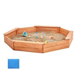 Wooden Sandbox with Cover, 75.6 x 75.6 x 9.1 in Octagonal Sand Box, Sand Pit with 4 Seating and Bottom Liner, Kids Sandbox for Outdoor Backyard, Beach, Park, Gift for Boys Girls Ages 3-12 Wooden Sandbox with Cover, 75.6 x 75.6 x 9.1 in Octagonal Sand Box, Sand Pit with 4 Seating and Bottom Liner, Kids Sandbox for Outdoor Backyard, Beach, Park, Gift for Boys Girls Ages 3-12