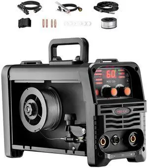 MIG Welder, 130Amp Synergic Mig Welding Machine, 3-in-1 Flux Core MIG/Stick/Lift TIG Multi-Process Welder Machine, 110V Portable Mig Welder with IGBT Inverter Technology & Digital Display Screen MIG Welder, 130Amp Synergic Mig Welding Machine, 3-in-1 Flux Core MIG/Stick/Lift TIG Multi-Process Welder Machine, 110V Portable Mig Welder with IGBT Inverter Technology & Digital Display Screen