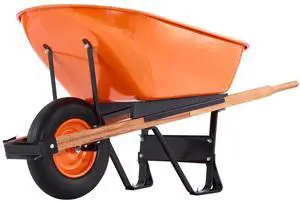 Wheelbarrow Cart, 6 Cu. Ft. Load & 330 lbs Capacity, One Wheel Garden Dump Cart Wheel Barrow with Metal Handle & 16" Wide Track Wheels, Easy Loading Utility Yard Cart & Wagons for Lawn Farm Wheelbarrow Cart, 6 Cu. Ft. Load & 330 lbs Capacity, One Wheel Garden Dump Cart Wheel Barrow with Metal Handle & 16" Wide Track Wheels, Easy Loading Utility Yard Cart & Wagons for Lawn Farm