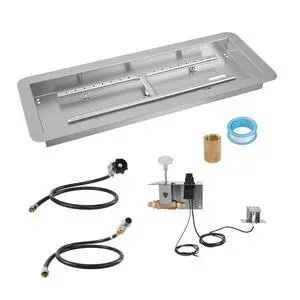 36 x 12 inch Drop-in Fire Pit Pan, Rectangular Stainless Steel Fire Pit Burner Kit, Natural & Propane Gas Fire Pan 150,000 BTU with H-Burner for Indoor or Outdoor Use 36 x 12 inch Drop-in Fire Pit Pan, Rectangular Stainless Steel Fire Pit Burner Kit, Natural & Propane Gas Fire Pan 150,000 BTU with H-Burner for Indoor or Outdoor Use