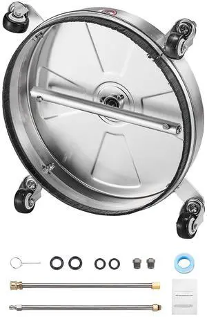 16.5" Pressure Washer Surface Cleaner, Stainless Steel Pressure Washer Attachments with 4 Wheels, 4000 Max PSI, 1/4 Quick Connector, 2 Spray Nozzles, 2 Extended Wands for Concrete, Patio, Deck 16.5" Pressure Washer Surface Cleaner, Stainless Steel Pressure Washer Attachments with 4 Wheels, 4000 Max PSI, 1/4 Quick Connector, 2 Spray Nozzles, 2 Extended Wands for Concrete, Patio, Deck