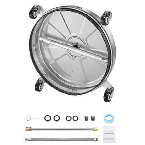 18" Pressure Washer Surface Cleaner, Stainless Steel Pressure Washer Attachments with 4 Wheels, 4000 Max PSI, 1/4 Quick Connector, 2 Spray Nozzles, 2 Extended Wands for Concrete, Patio, Deck 18" Pressure Washer Surface Cleaner, Stainless Steel Pressure Washer Attachments with 4 Wheels, 4000 Max PSI, 1/4 Quick Connector, 2 Spray Nozzles, 2 Extended Wands for Concrete, Patio, Deck