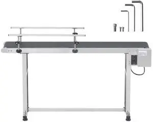 Belt Conveyor, 59 x 23.6 inch Conveyor Table, Heavy Duty Stainless Steel Motorized Belt Conveyor for Inkjet Coding Applications Powered PVC Belt Anti-Static Adjustable Speed (Double Guardrail) Belt Conveyor, 59 x 23.6 inch Conveyor Table, Heavy Duty Stainless Steel Motorized Belt Conveyor for Inkjet Coding Applications Powered PVC Belt Anti-Static Adjustable Speed (Double Guardrail)