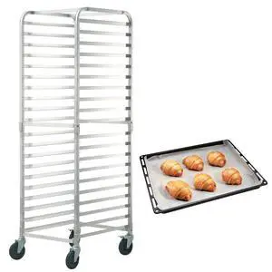 Bun Pan Rack, 20-Tier Commercial Bakery Racks with Brake Wheels, Aluminum Racking Trolley Storage for Half & Full Sheet, Speed Rack For Kitchen Home, Bread Baking Equipment, 26"L x 20.4"W x 70"H Bun Pan Rack, 20-Tier Commercial Bakery Racks with Brake Wheels, Aluminum Racking Trolley Storage for Half & Full Sheet, Speed Rack For Kitchen Home, Bread Baking Equipment, 26"L x 20.4"W x 70"H