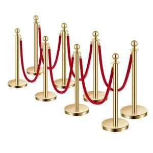 Stanchions and Velvet Ropes 8Pcs, Hollow Base with Stainless Steel Post, 6 Red Velvet Ropes and Posts, Crowd Control Barriers Gold Stanchions, Red Carpet Runner Poles for Party Supplies Stanchions and Velvet Ropes 8Pcs, Hollow Base with Stainless Steel Post, 6 Red Velvet Ropes and Posts, Crowd Control Barriers Gold Stanchions, Red Carpet Runner Poles for Party Supplies