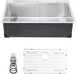 33 inch Kitchen Sink Workstation, 304 Stainless Steel Top Mount Sinks, Drop-In Single Bowl Farmhouse Basin with Accessories, Household Dishwasher Sinks for RV, Prep Kitchen, Laundry Room, Bar 33 inch Kitchen Sink Workstation, 304 Stainless Steel Top Mount Sinks, Drop-In Single Bowl Farmhouse Basin with Accessories, Household Dishwasher Sinks for RV, Prep Kitchen, Laundry Room, Bar