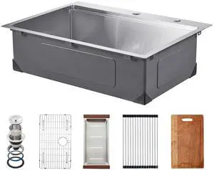 30 inch Kitchen Sink Workstation, 304 Stainless Steel Top Mount Sinks, Drop-In Single Bowl Farmhouse Basin with Ledge & Multiple Accessories, Household Dishwasher Sink for RV, Prep Kitchen, Bar 30 inch Kitchen Sink Workstation, 304 Stainless Steel Top Mount Sinks, Drop-In Single Bowl Farmhouse Basin with Ledge & Multiple Accessories, Household Dishwasher Sink for RV, Prep Kitchen, Bar