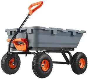 Garden Cart, Durable Poly Dump Cart with Simple Assembly Steel Structure, Versatile Dump Wagon with Dual-Function Handle, Handy Wheelbarrow with 800 lbs Load Capacity, 10 inch Wheels Garden Cart, Durable Poly Dump Cart with Simple Assembly Steel Structure, Versatile Dump Wagon with Dual-Function Handle, Handy Wheelbarrow with 800 lbs Load Capacity, 10 inch Wheels