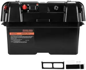 VEVOR Battery Box, Group 24/27 Trolling Motor Battery Box, 12V/24V Marine Batteries Case with PP Shell and Dual Straps, Smart Batteries Case, Suitable for Trolling Motor, Marine,RV & Solar Panel VEVOR Battery Box, Group 24/27 Trolling Motor Battery Box, 12V/24V Marine Batteries Case with PP Shell and Dual Straps, Smart Batteries Case, Suitable for Trolling Motor, Marine,RV & Solar Panel