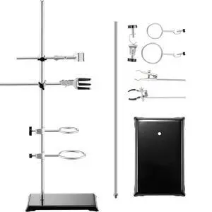 Lab Stand Support, Laboratory Retort Support Stand 2 Sets, Steel Lab Stand 23.6" Rod and 8.3" x 5.3" Cast Iron Base, Includes Flask Clamps, Burette Clamps and Cross Clamps Lab Stand Support, Laboratory Retort Support Stand 2 Sets, Steel Lab Stand 23.6" Rod and 8.3" x 5.3" Cast Iron Base, Includes Flask Clamps, Burette Clamps and Cross Clamps