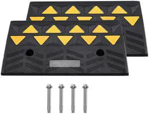Rubber Curb Ramp 2 Pack, 5" Rise Height Heavy-Duty 33069 lbs/15 T Capacity Threshold Ramps, Driveway Ramps with Stable Grid Structure for Cars, Wheelchairs, Bikes, Motorcycles Rubber Curb Ramp 2 Pack, 5" Rise Height Heavy-Duty 33069 lbs/15 T Capacity Threshold Ramps, Driveway Ramps with Stable Grid Structure for Cars, Wheelchairs, Bikes, Motorcycles