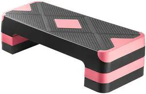 Aerobic Exercise Step Platform, 28-Inch Workout Aerobic Stepper, Height Adjustable Fitness Training Step Deck Trainer with 4 Risers, Non-Slip Surface Bench for Home Gym Cardio Strength, Red Aerobic Exercise Step Platform, 28-Inch Workout Aerobic Stepper, Height Adjustable Fitness Training Step Deck Trainer with 4 Risers, Non-Slip Surface Bench for Home Gym Cardio Strength, Red