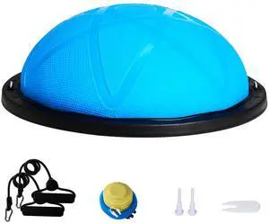 Half Exercise Ball Trainer, 23 inch Balance Ball Trainer, 660 lbs Capacity Stability Ball, Yoga Ball with Resistance Bands and Pump, Strength Fitness Ball for Home Gym, Full Body Workouts, Blue Half Exercise Ball Trainer, 23 inch Balance Ball Trainer, 660 lbs Capacity Stability Ball, Yoga Ball with Resistance Bands and Pump, Strength Fitness Ball for Home Gym, Full Body Workouts, Blue