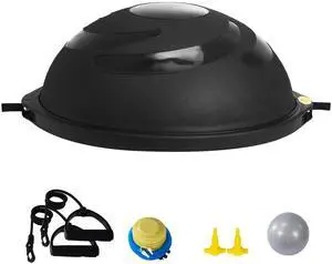 Half Exercise Ball Trainer, 26 inch Balance Ball Trainer, 1500lbs Capacity Stability Ball, Yoga Ball with Resistance Bands & Foot Pump, Strength Fitness Ball for Home Gym Full Body Workout Black Half Exercise Ball Trainer, 26 inch Balance Ball Trainer, 1500lbs Capacity Stability Ball, Yoga Ball with Resistance Bands & Foot Pump, Strength Fitness Ball for Home Gym Full Body Workout Black