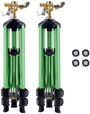 Impact Sprinkler on Tripod Base, 2 Packs, Heavy Duty Tripod Sprinklers with Brass Head & 3/4"NH Connector, 360 Degree Large Area Irrigation Sprinkler, Adjustable Heights Sprinkler for Yard Impact Sprinkler on Tripod Base, 2 Packs, Heavy Duty Tripod Sprinklers with Brass Head & 3/4"NH Connector, 360 Degree Large Area Irrigation Sprinkler, Adjustable Heights Sprinkler for Yard