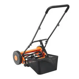 Push Reel Lawn Mower 14 inch, 5 Blades Manual Push Mower No Motor, 0.6-1.75 in Adjustable Cutting Height, Walk-Behind Lawn Mowers with Grass Catcher Bag for Green Lawns, Driveways, Courtyards Push Reel Lawn Mower 14 inch, 5 Blades Manual Push Mower No Motor, 0.6-1.75 in Adjustable Cutting Height, Walk-Behind Lawn Mowers with Grass Catcher Bag for Green Lawns, Driveways, Courtyards