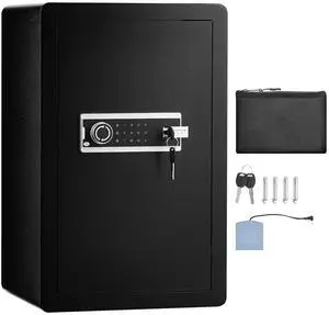 Single Door 3.5 cu.ft Safe Box with Key Lock & Password, Safe Lock Box with Fireproof Bag, Key Rack, LED Light, and 2 Shelves for Money, Documents, Jewelry, and Valuables, Black Single Door 3.5 cu.ft Safe Box with Key Lock & Password, Safe Lock Box with Fireproof Bag, Key Rack, LED Light, and 2 Shelves for Money, Documents, Jewelry, and Valuables, Black