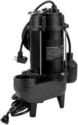 Submersible Sewage Pump, 3/4 HP, 5880 GPH, 1050W, Durable Cast Iron, Includes 2" Outlet and 10 ft Piggy-back Float Switch, Ideal for Septic Tanks, Basements Submersible Sewage Pump, 3/4 HP, 5880 GPH, 1050W, Durable Cast Iron, Includes 2" Outlet and 10 ft Piggy-back Float Switch, Ideal for Septic Tanks, Basements
