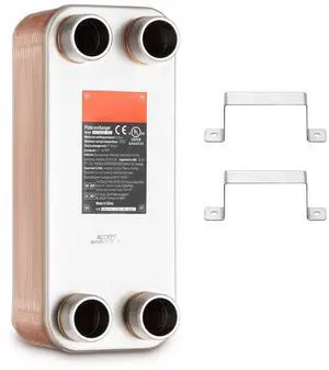 Heat Exchanger, 5"x 12" 30 Plates Brazed Plate Heat Exchanger, Copper/316L Stainless Steel Water To Water Heat Exchanger For Floor Heating, Water Heating, Snow Melting, Beer Cooling Heat Exchanger, 5"x 12" 30 Plates Brazed Plate Heat Exchanger, Copper/316L Stainless Steel Water To Water Heat Exchanger For Floor Heating, Water Heating, Snow Melting, Beer Cooling