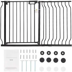 Baby Gate, 29.5"-46.4" Extra Wide, 30" High, Dog Gate for Stairs Doorways and House, Easy Step Walk Thru Auto Close Child Gate Pet Security Gate with Pressure Mount Kit and Wall Mount Kit, Black Baby Gate, 29.5"-46.4" Extra Wide, 30" High, Dog Gate for Stairs Doorways and House, Easy Step Walk Thru Auto Close Child Gate Pet Security Gate with Pressure Mount Kit and Wall Mount Kit, Black