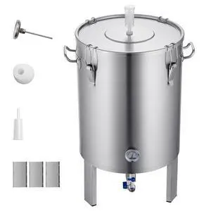 304 Stainless Steel Kettle, 16 GALLON Beer Brew Fermentor, Brew Bucket Fermentor for Brewing, Home Brewing Supplies with Base, Kettle Stock Pot Includes Lid, Handle, Valve, Spigot, Thermometer 304 Stainless Steel Kettle, 16 GALLON Beer Brew Fermentor, Brew Bucket Fermentor for Brewing, Home Brewing Supplies with Base, Kettle Stock Pot Includes Lid, Handle, Valve, Spigot, Thermometer