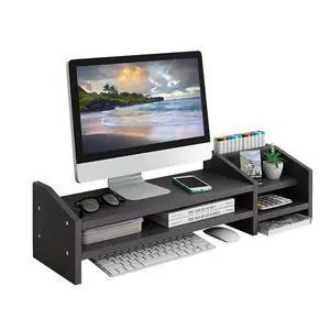 KUAIYU Computer Monitor Riser, 2 Tier Wooden Stand With Two Layer Storage Rack, Black Desktop Organizer for PC/Laptop, Home & Office KUAIYU Computer Monitor Riser, 2 Tier Wooden Stand With Two Layer Storage Rack, Black Desktop Organizer for PC/Laptop, Home & Office