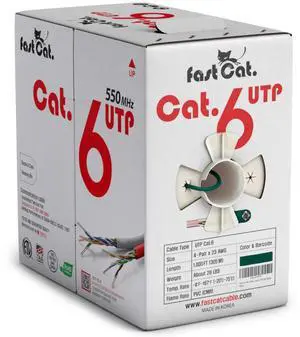fast Cat. Cat6 Ethernet Cable 1000ft - 23 AWG, CMR, Insulated Solid Bare Copper Wire Cat 6 Cable with Noise Reducing Cross Separator - 550MHZ / 10 Gigabit Speed UTP LAN Cat6 Cable 1000ft - CMR (Green) fast Cat. Cat6 Ethernet Cable 1000ft - 23 AWG, CMR, Insulated Solid Bare Copper Wire Cat 6 Cable with Noise Reducing Cross Separator - 550MHZ / 10 Gigabit Speed UTP LAN Cat6 Cable 1000ft - CMR (Green)
