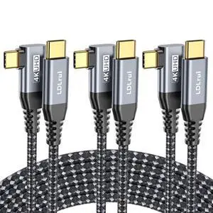 LDLrui USB C Monitor Cable, 4K 60HZ Display, Right Angle 6FT, 3Pack, 20Gbps Data Transfer, 100W Charging, 90 Degree USB 3.2 Gen2x2 Video Cable for MacBook Pro, iPhone16, SSD, Portable Monitor, CarPlay LDLrui USB C Monitor Cable, 4K 60HZ Display, Right Angle 6FT, 3Pack, 20Gbps Data Transfer, 100W Charging, 90 Degree USB 3.2 Gen2x2 Video Cable for MacBook Pro, iPhone16, SSD, Portable Monitor, CarPlay