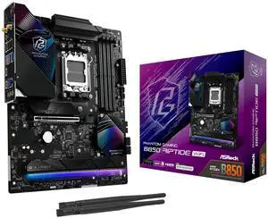 ASRock AMD B850 Phantom Gaming Riptide WiFi 7 Socket AM5 Ryzen 9000/8000/7000 Series DDR5 8000+ (OC) MHz 256GB ATX Motherboard M.2 SATA3 6.0 Gb/s PCIe 5.0 ASRock AMD B850 Phantom Gaming Riptide WiFi 7 Socket AM5 Ryzen 9000/8000/7000 Series DDR5 8000+ (OC) MHz 256GB ATX Motherboard M.2 SATA3 6.0 Gb/s PCIe 5.0