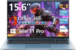 Naclud 15.6 Inch Laptop Computer, Windows 11 Laptops with 16GB RAM 1024GB SSD, Celeron N5100, Office 365, IPS FHD, WiFi 6, 53.2WH Battery, 180 Viewing, HDMI, Cooling Fan, for Business and Students Naclud 15.6 Inch Laptop Computer, Windows 11 Laptops with 16GB RAM 1024GB SSD, Celeron N5100, Office 365, IPS FHD, WiFi 6, 53.2WH Battery, 180 Viewing, HDMI, Cooling Fan, for Business and Students