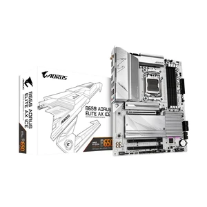 Gigabyte B650 AORUS ELITE AX ICE AMD AM5 Socket Motherboard, ATX, 4x DDR5 Slots, 3x M.2 Sockets, 2x USB-C Port, Fitted I/O Shield, 2.5GbE LAN, Wi-Fi 6E, 1x DisplayPort / 1x HDMI Port Gigabyte B650 AORUS ELITE AX ICE AMD AM5 Socket Motherboard, ATX, 4x DDR5 Slots, 3x M.2 Sockets, 2x USB-C Port, Fitted I/O Shield, 2.5GbE LAN, Wi-Fi 6E, 1x DisplayPort / 1x HDMI Port